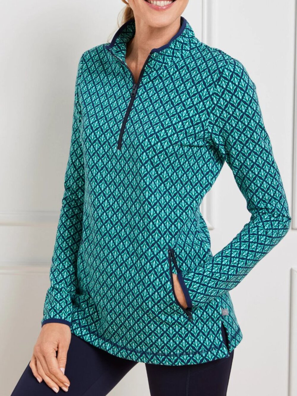 TALBOTS Geo Print Half-Zip Pullover